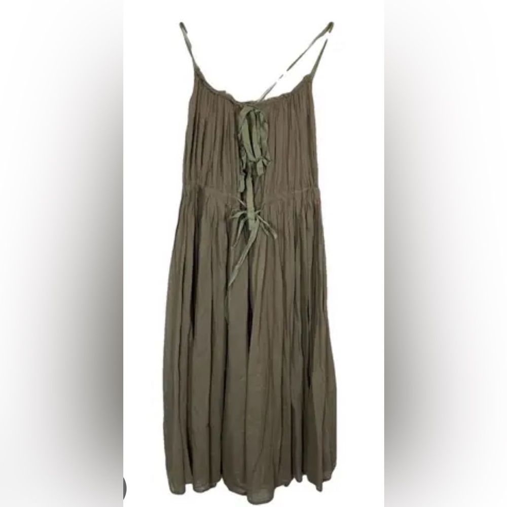 Lee Mathews Olive Green Spaghetti Strap Maxi Dress